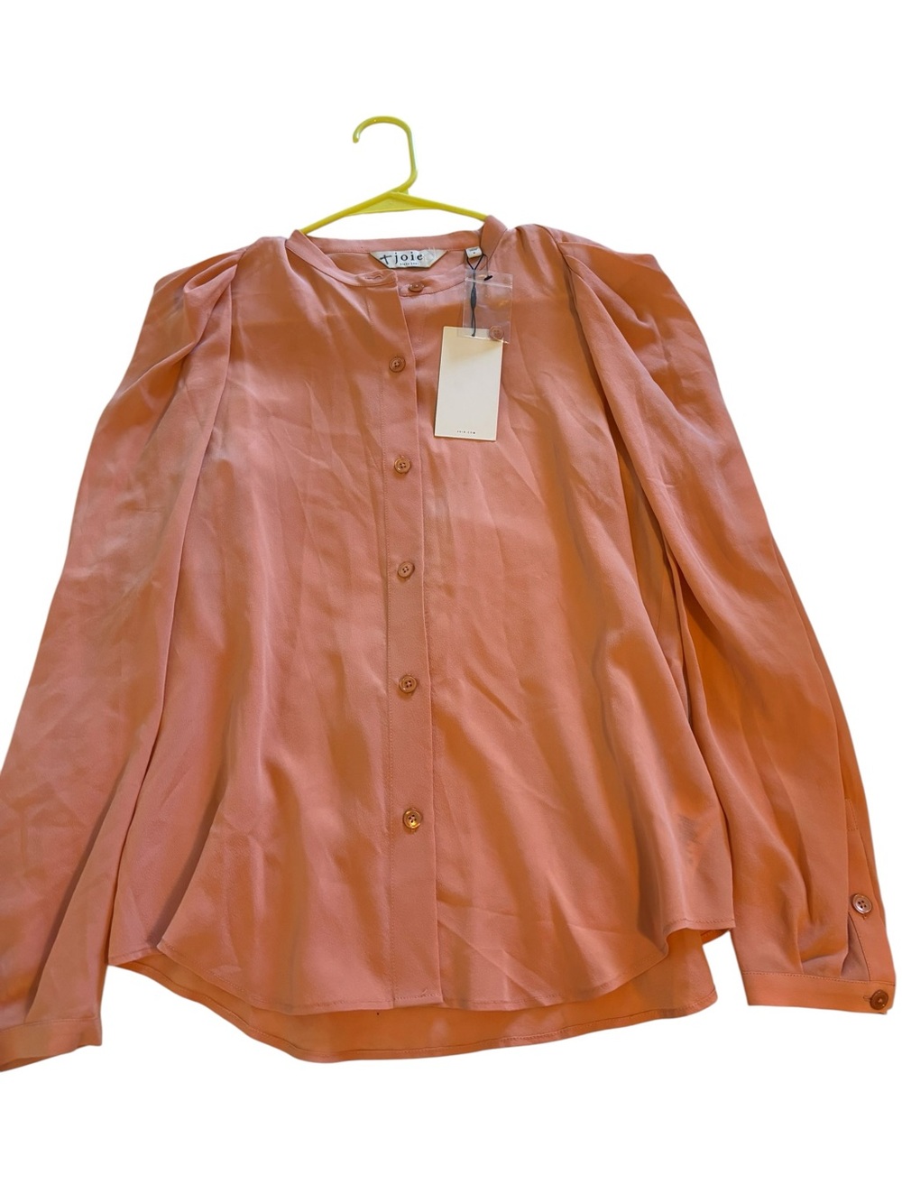Joie Coral-Peach Button-Down Mandarin Collar Blouse - Picture 4 of 4